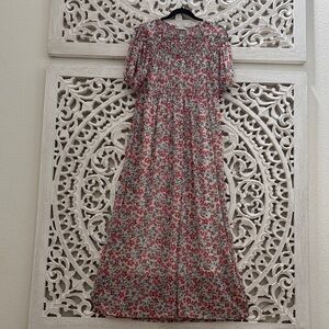 Zara Mesh Floral Smocked Midi Dress